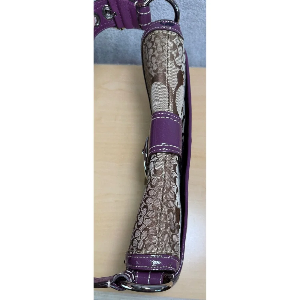 Coach Patchwork Soho Shoulder Bag Women Small Brown Purple Signature F12316